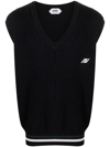 AUTRY LOGO-EMBROIDERED RIBBED-KNIT VEST