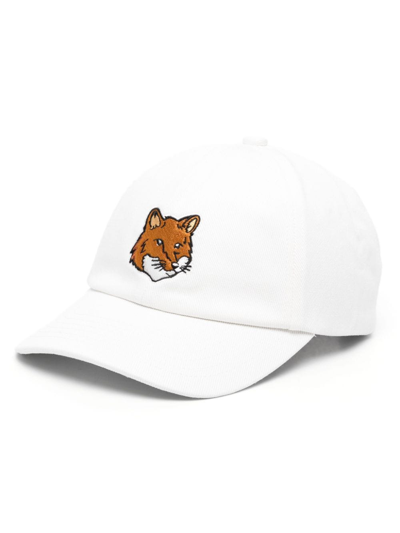 Maison Kitsuné Bold Fox Cotton Baseball Cap In Weiss