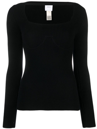Patou Long-sleeve Knitted Top In Schwarz
