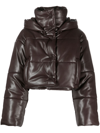 Nanushka + Net Sustain Aveline Cropped Padded Okobor Jacket In Braun