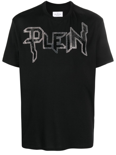 Philipp Plein Chrome T-shirt Mit Schmucksteinen In Black