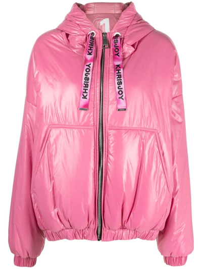 Khrisjoy High-shine Hooded Jacket In Rosa