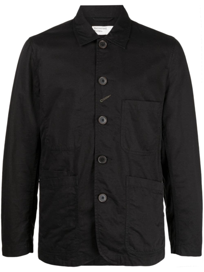 Universal Works Long-sleeve Cotton Shirt In Schwarz