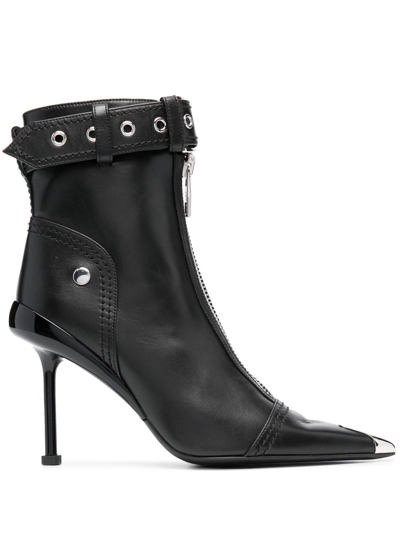 ALEXANDER MCQUEEN BUCKLE-FASTENING LEATHER ANKLE BOOTS