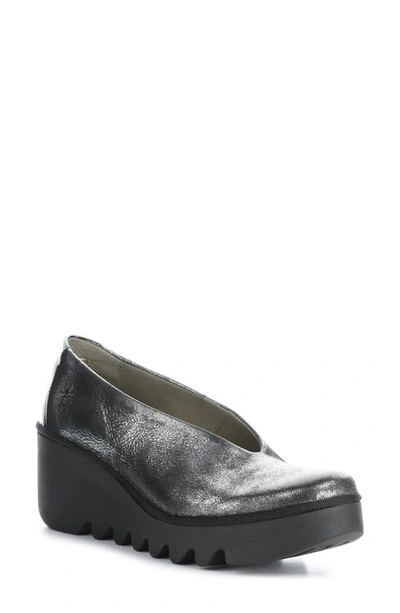 Fly London Beso Wedge Pump In 019 Silver/ Black