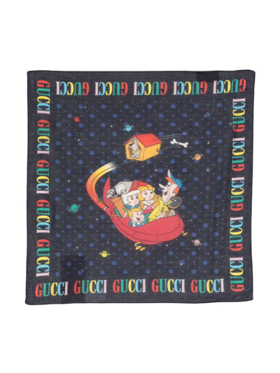 Gucci Babies' The Jetsons-print Cotton Scarf In Blue