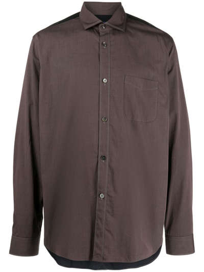 Junya Watanabe Long-sleeve Cotton Shirt In Brown