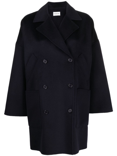 P.a.r.o.s.h Double-breasted Cashmere Coat In Navy Blue