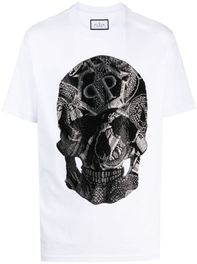 Philipp Plein Ss Snake Round-neck T-shirt In White