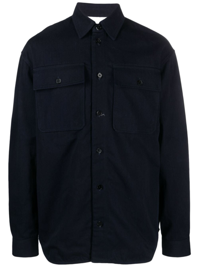 Jil Sander Classic-collar Cotton Shirt In Blue