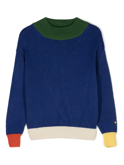 Bobo Choses Blue Sweater For Kids With Logo In Multicolor