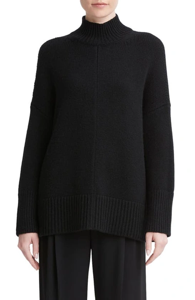 Vince Wool-cashmere Trapeze Turtleneck Sweater In Black