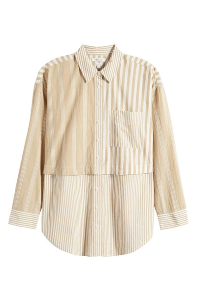 Madewell Modular Oversize Cotton Button-up Shirt In Dark Khaki