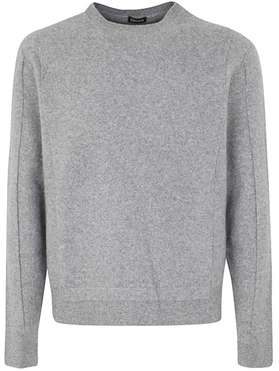 Ermenegildo Zegna Wool-blend Crew-neck Sweater In Grey