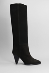 Isabel Marant Womens Black Laspi Suede Leather Knee-high Boots Eur 36 / 3 Uk In Black