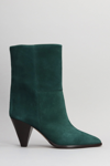 ISABEL MARANT ROUXA HIGH HEELS ANKLE BOOTS IN GREEN SUEDE