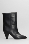 ISABEL MARANT ROUXA HIGH HEELS ANKLE BOOTS IN BLACK LEATHER