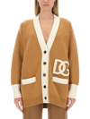 DOLCE & GABBANA LONG CARDIGAN WITH LOGO EMBROIDERY