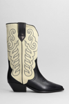 ISABEL MARANT DUERTO TEXAN BOOTS IN BLACK SUEDE AND LEATHER