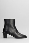 ISABEL MARANT GELDA LOW HEELS ANKLE BOOTS IN BLACK LEATHER