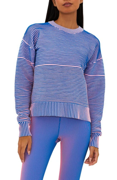 Beach Riot Occulus Textured Stripe Crewneck Sweater In Imperial Two Tone