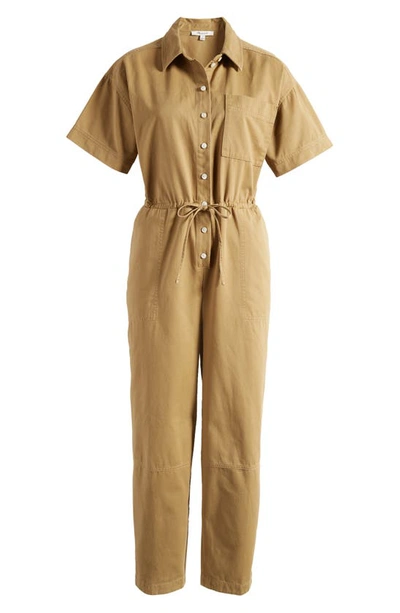 Madewell Tie Waist Short Sleeve Jumpsuit In Brown