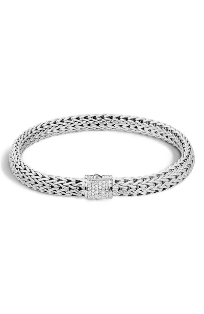 John Hardy Classic Chain Pavé Diamond Station Rope Bracelet In Silver