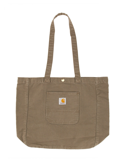 Carhartt Tote Bag With Logo In Barista Stone Washed