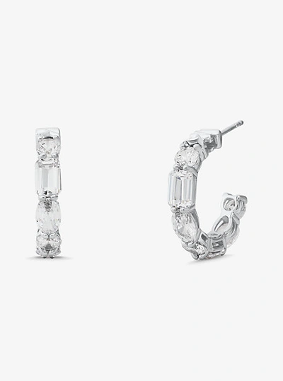 Michael Kors Precious Metal-plated Sterling Silver Cubic Zirconia Earrings In Grey