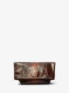 MICHAEL KORS CANDICE SMALL PYTHON EMBOSSED LEATHER FOLDED CLUTCH