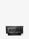 MICHAEL KORS CANDICE SMALL PYTHON EMBOSSED LEATHER FOLDED CLUTCH