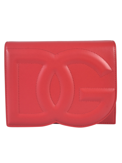 Dolce & Gabbana Leather Shoulder Bag In Red