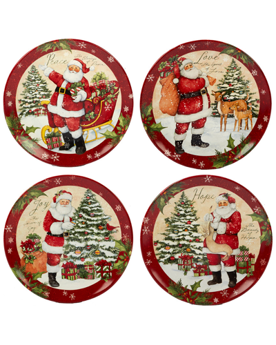 Certified International Holiday Wishes Set Of 4 Dinner Plate