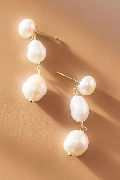 By Adina Eden Baroque Pearl Drop Earrings In White