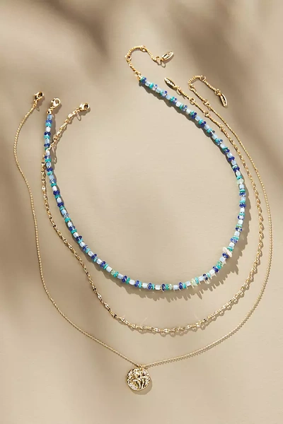 Anthropologie Shades Of Sea Triple-layer Necklace In Blue