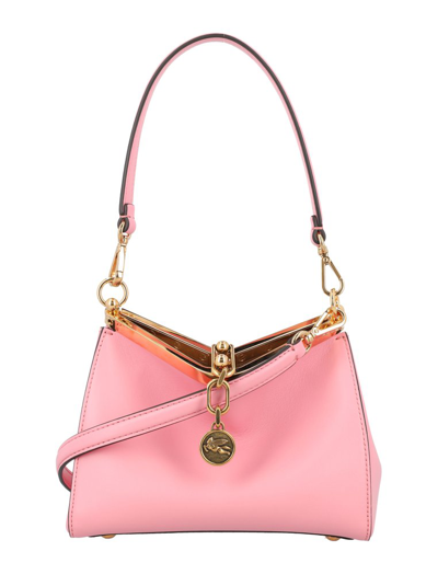Etro Mini Leather Vela Shoulder Bag In Pink