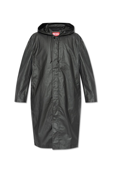 Diesel J-coat Giacca Coted Black Twill Hooded Coat - J Coat In Nero