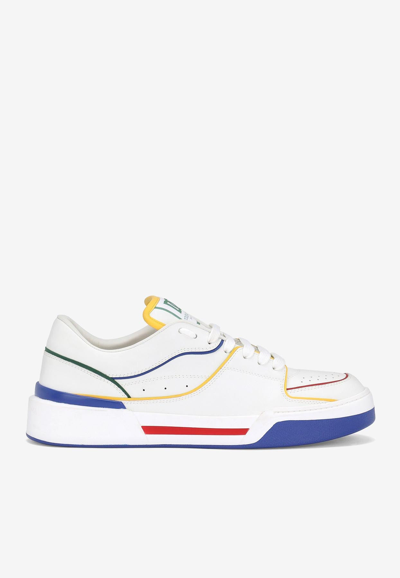 Dolce & Gabbana Calfskin Leather New Roma Sneakers In Multicolour