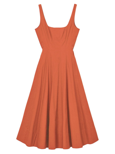 Staud Women's Wells Cotton Poplin A-line Midi-dress In Spice