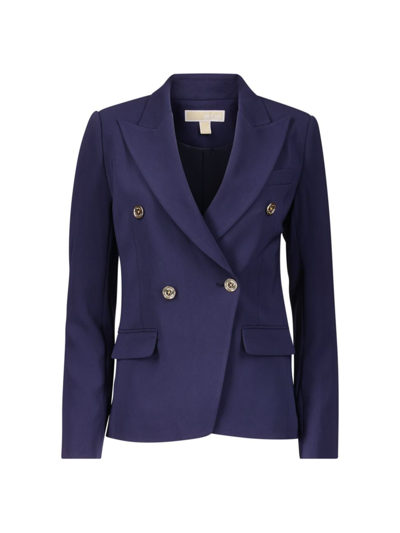 Michael Michael Kors Women's Double-breasted Crepe Blazer In Midnight Blue