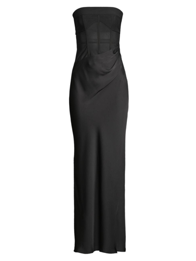 Misha Women's Enora Satin & Mesh Midi-dress In Black