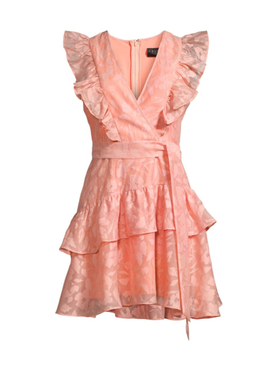 Laundry By Shelli Segal Women's Flutter-sleeve Organza Minidress In Mellow Rose