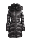 Dawn Levy Kat Long Shearling Down Puffer Coat In Black