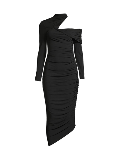 Misha Women's Clotilde Gathered High-neck Midi-dress In Black