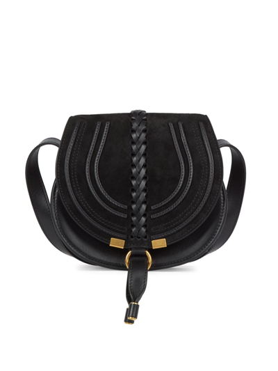 Chloé Women's Small Marcie Suede & Leather Saddle Bag In Black