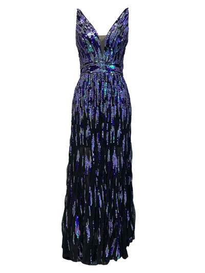 Dress The Population Women's Samira Fit-&-flare Sequin Gown In Violet Multi