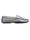 Tod's Women's Gommini Mocassino Metallic Leather Loafers In Metallic Silver