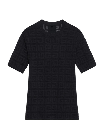 Givenchy Women's Sweater In 4g Jacquard With Short Sleeves In Black