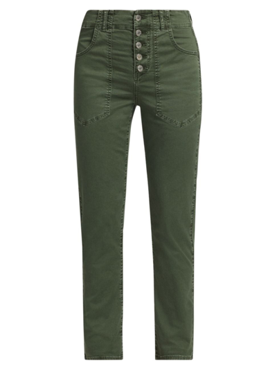 Veronica Beard Arya Cargo Straight Crop Jeans In Forest Green