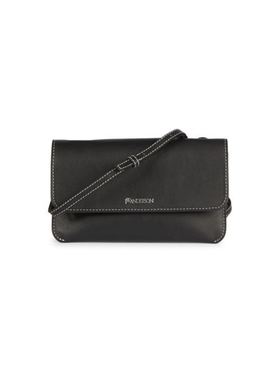 Jw Anderson Men's Leather Phone Pouch In Black